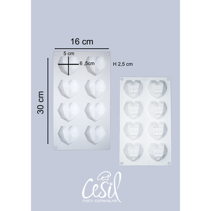 სილიკონის მოლდი  "ბრილიანტის გული" 8ც.-ნი
