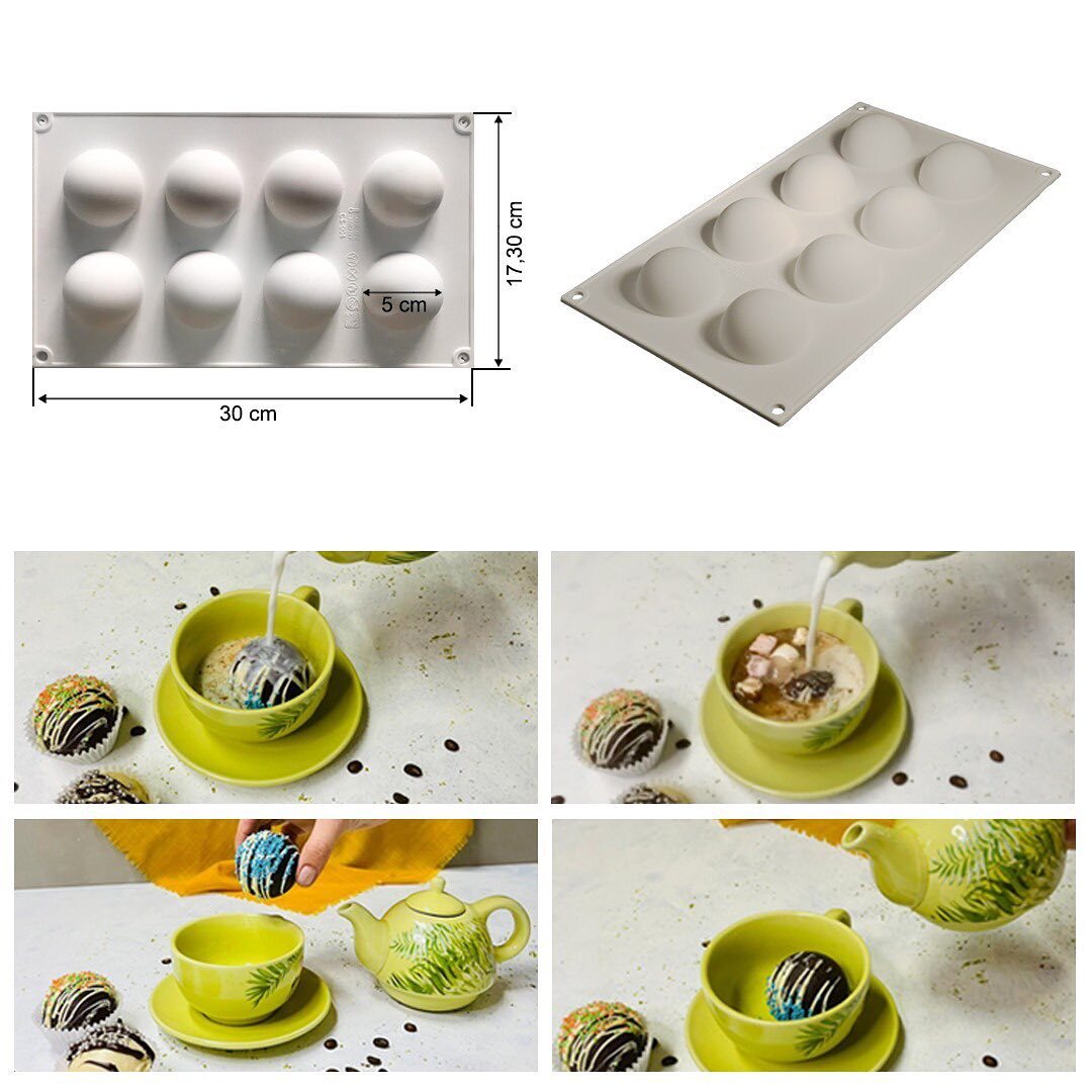 სილიკონის ფორმა Flexipan"ნახევარ-სფეროები" 8ც.-ნი